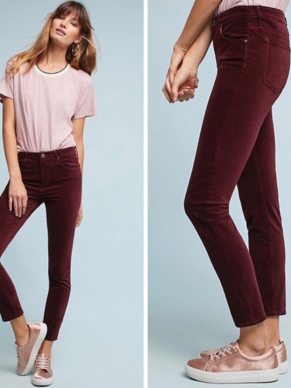 AG Jeans - the Stevie ankle in red velvet